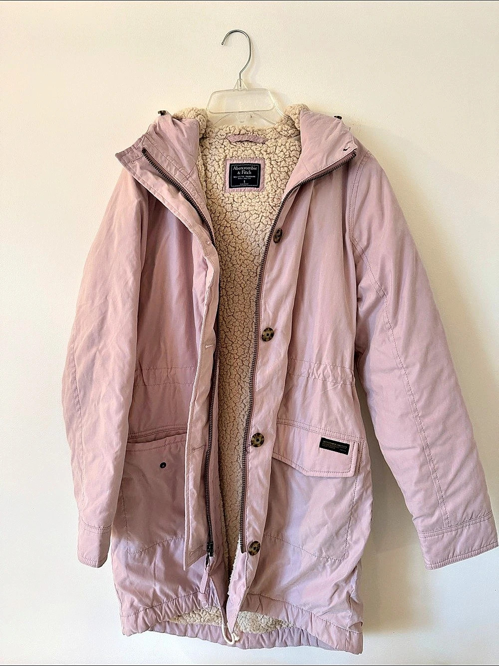 Abercrombie & Fitch Pink Sherpa-Lined Parka